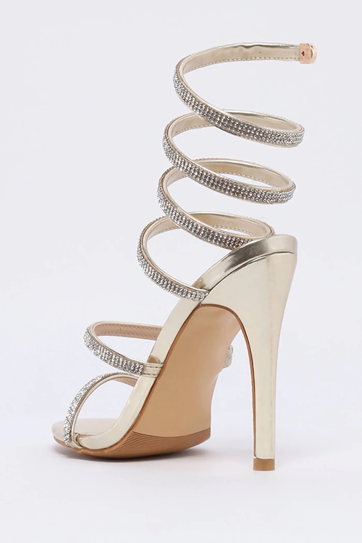 Gold Wrap Around Diamante Heel