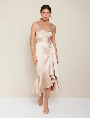 Gracelyn Satin Wrap Midi Dress