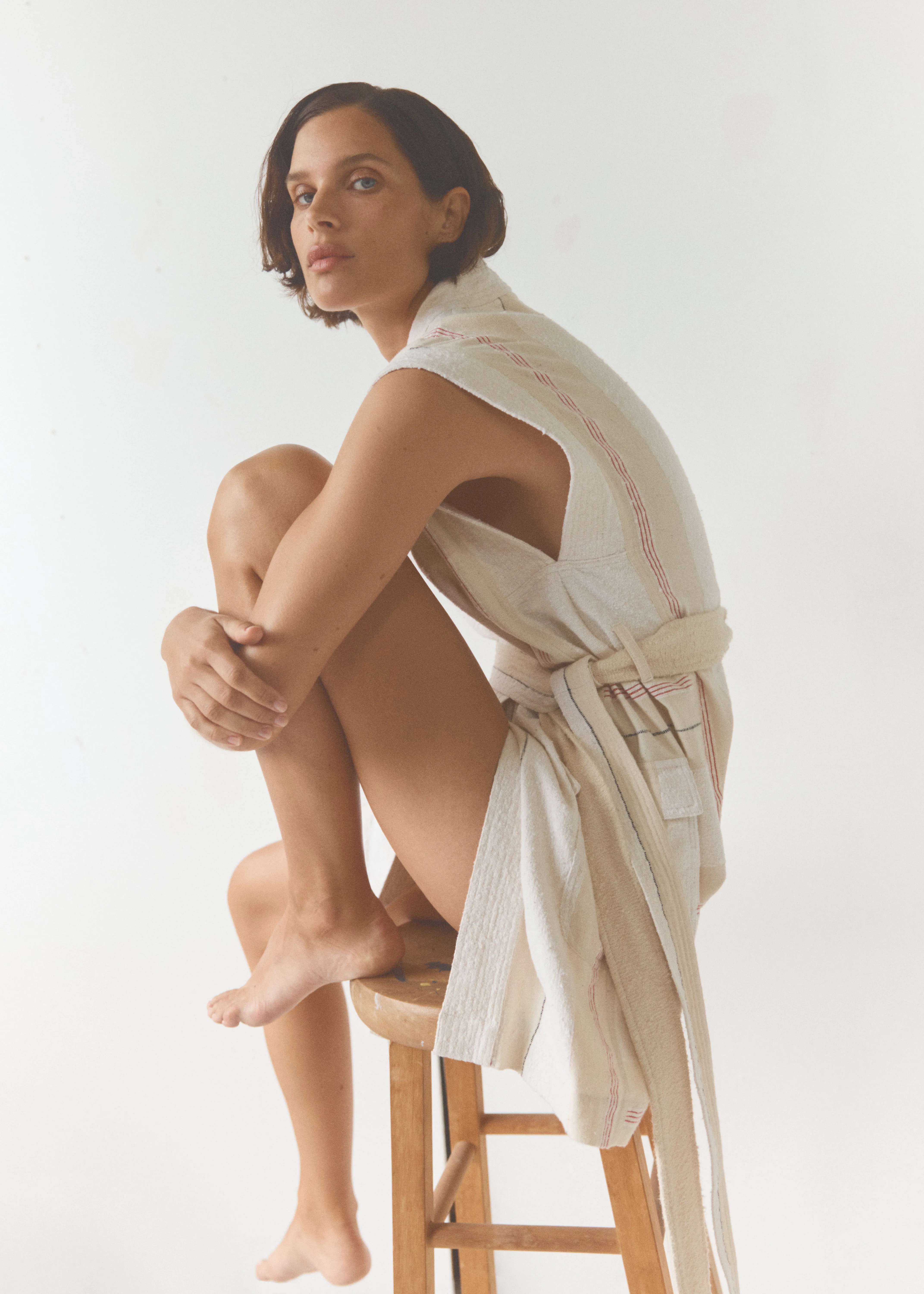 Graces Cream Boucle Stripe Dress
