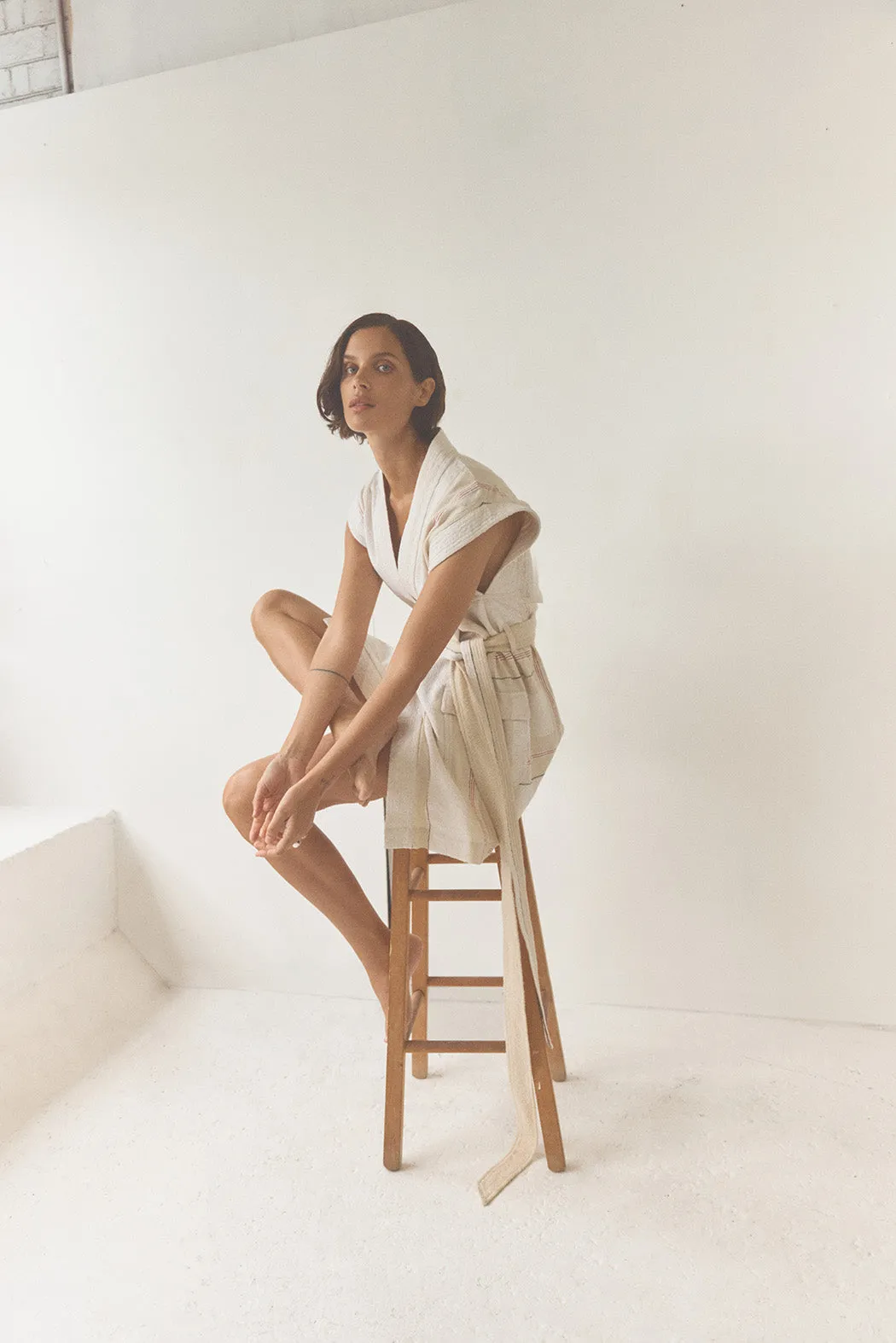 Graces Cream Boucle Stripe Dress