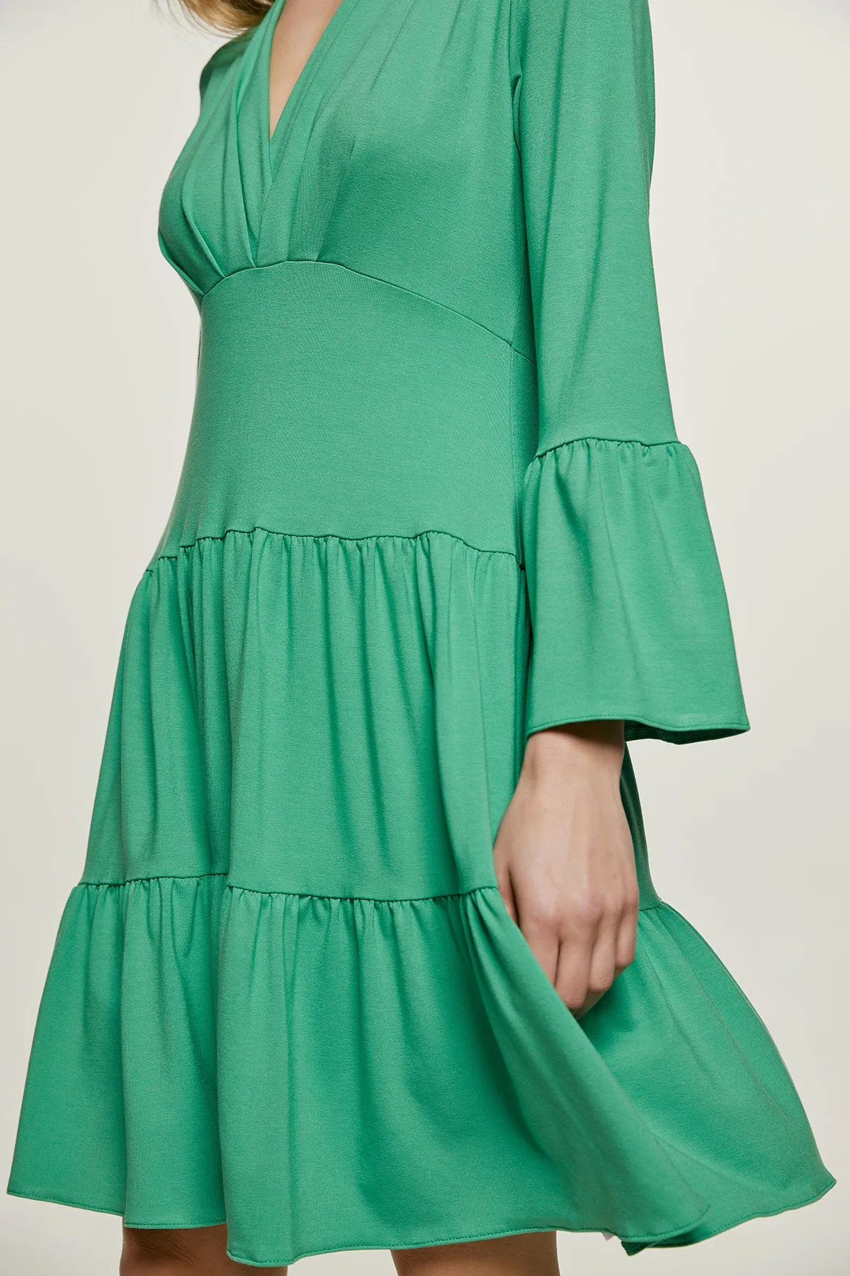Green Jersey Tiered Dress