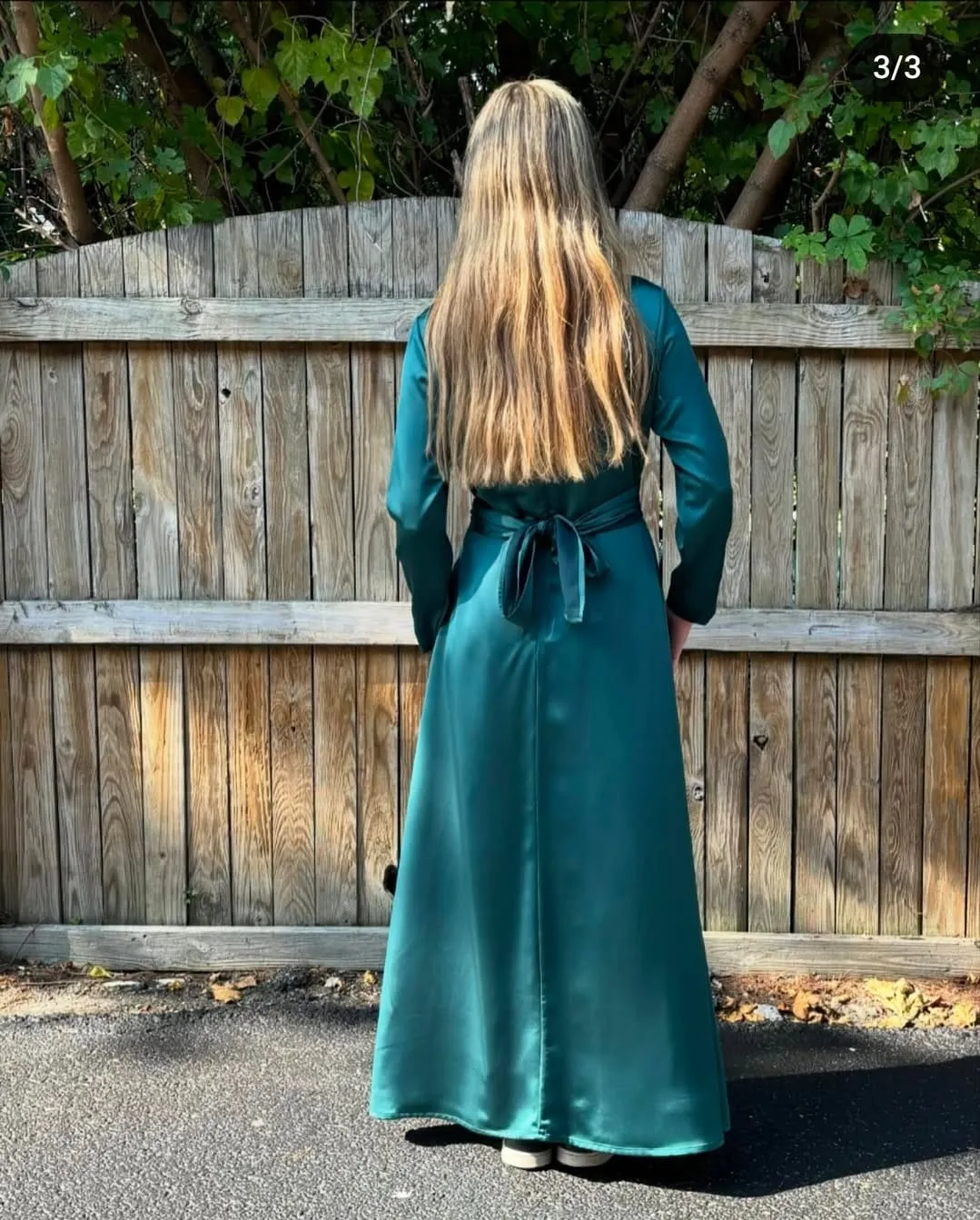 Green Satin Wrap Dress 978