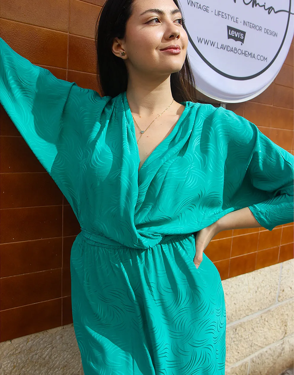 Green Silk Wrap Dress