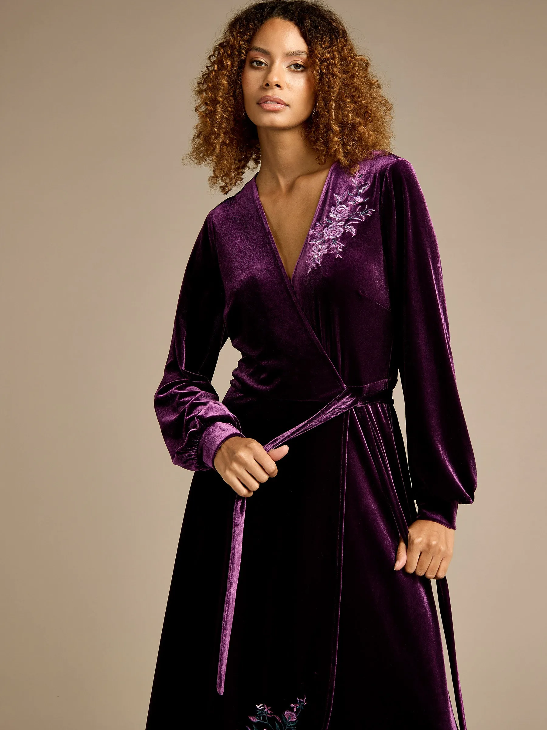 GWD Raya Velvet Wrap Dress