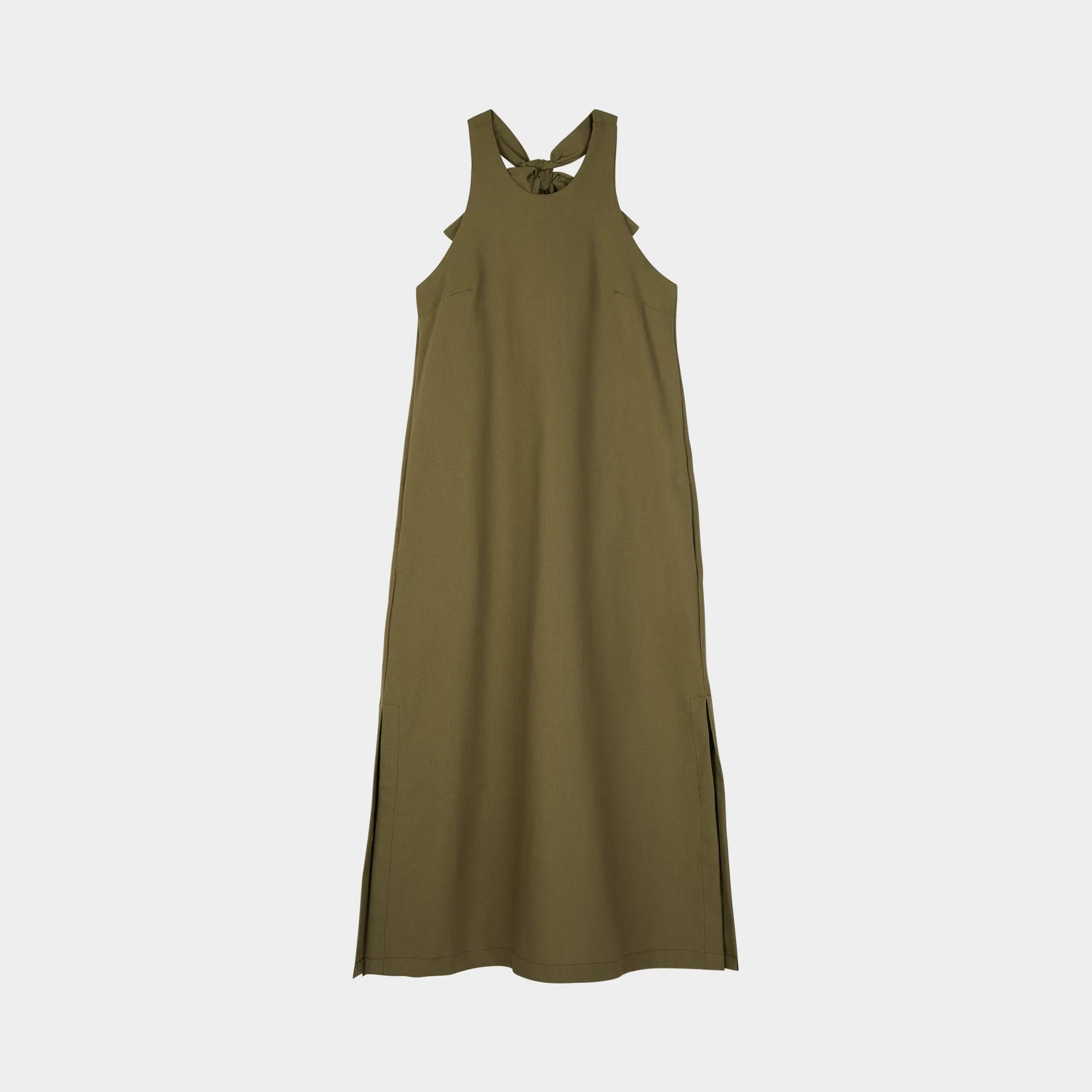 HALTER NECK TIE WRAP MIDI DRESS