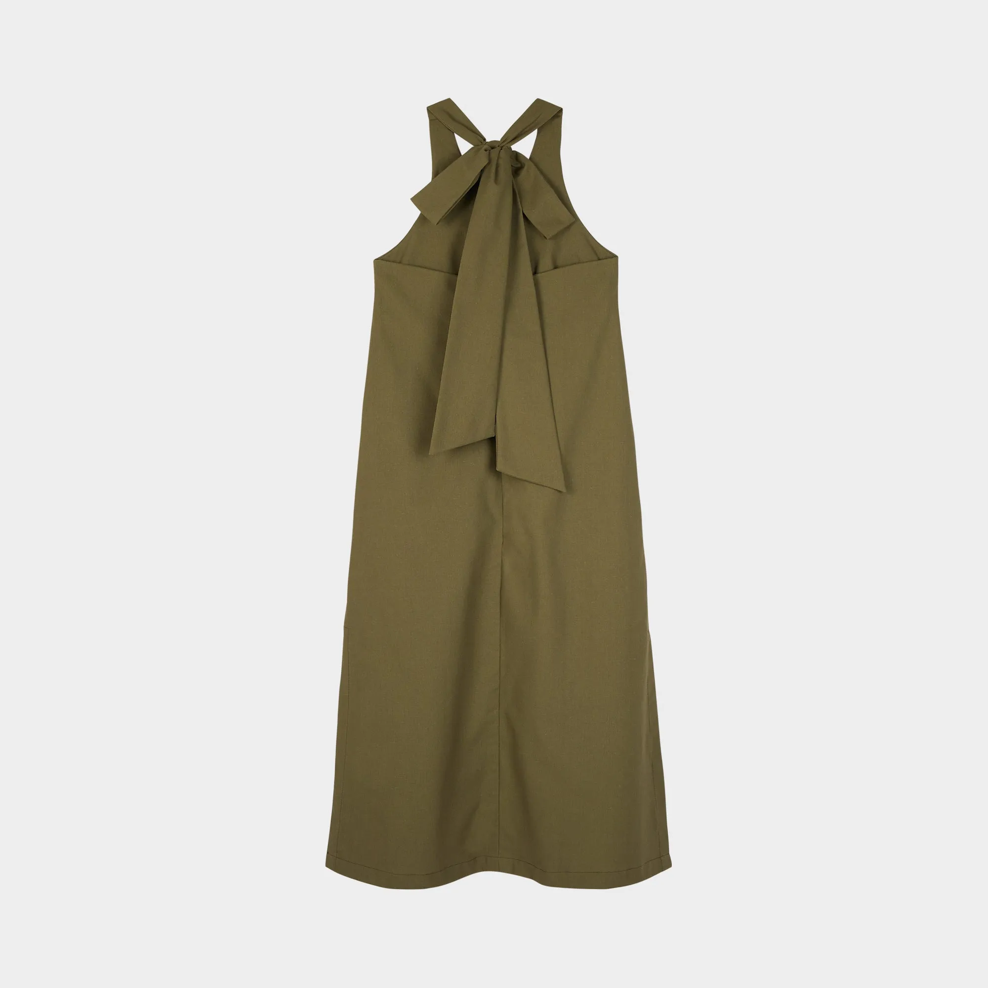 HALTER NECK TIE WRAP MIDI DRESS