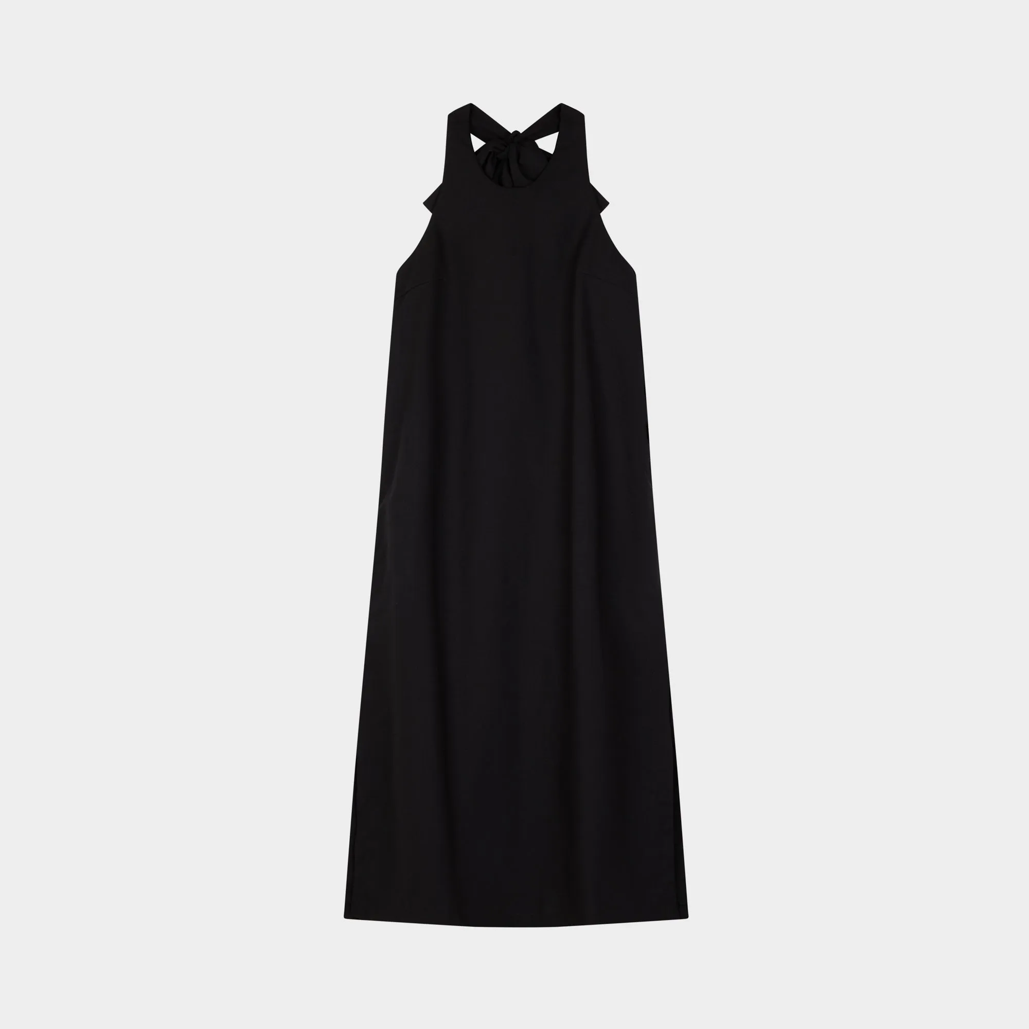 HALTER NECK TIE WRAP MIDI DRESS