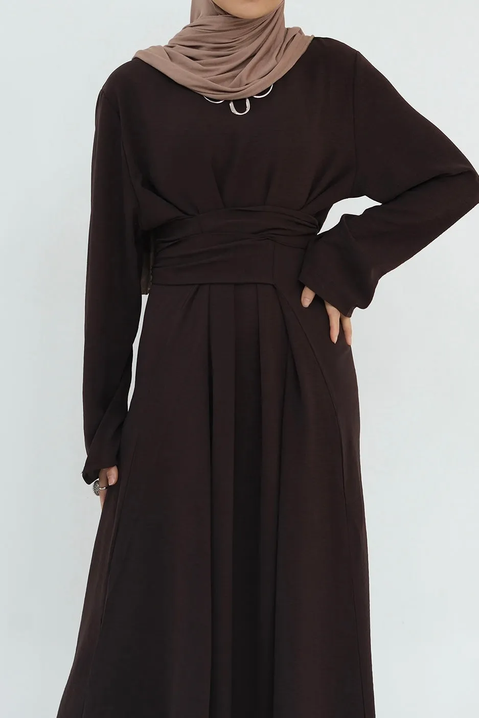 Hanadi Wrap Maxi Dress Abaya 822 - Coffee