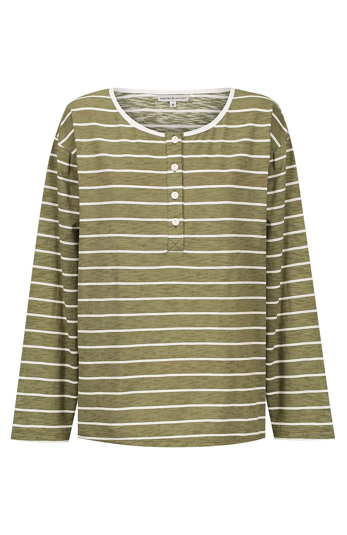 Henley Long Sleeve - Khaki Stripe