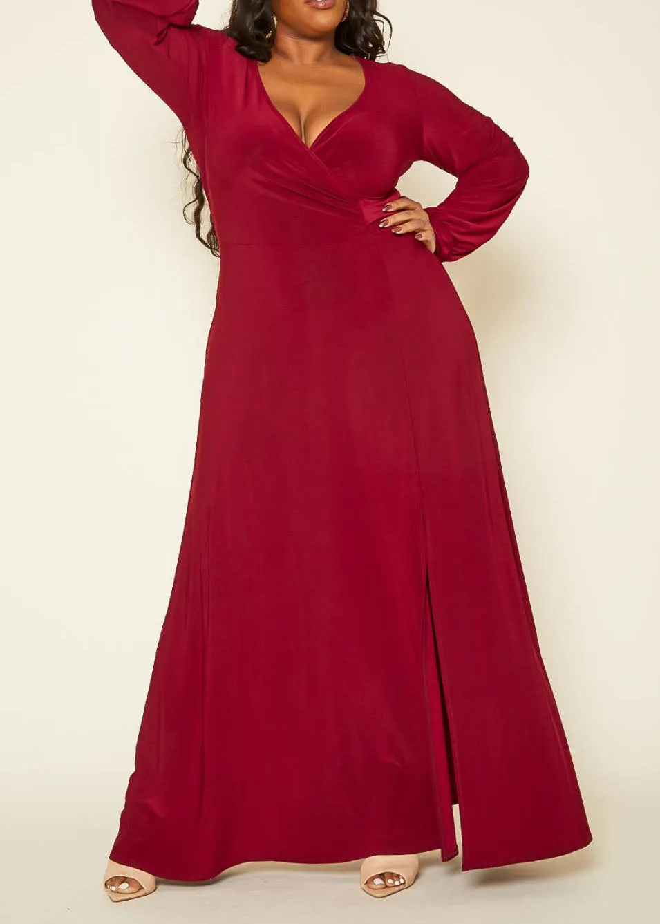 Hi Curvy Plus Size Women Solid Flare Maxi Dress