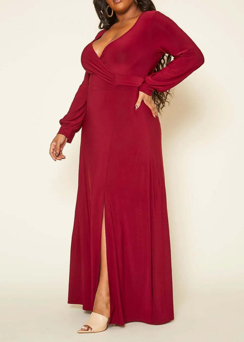 Hi Curvy Plus Size Women Solid Flare Maxi Dress