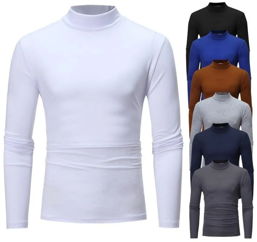 High Collar Men's Slim Long Sleeved T-Shirt