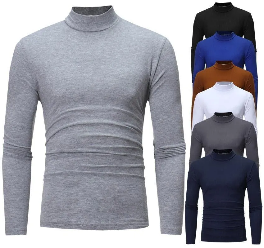 High Collar Men's Slim Long Sleeved T-Shirt