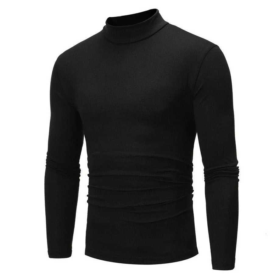 High Collar Men's Slim Long Sleeved T-Shirt