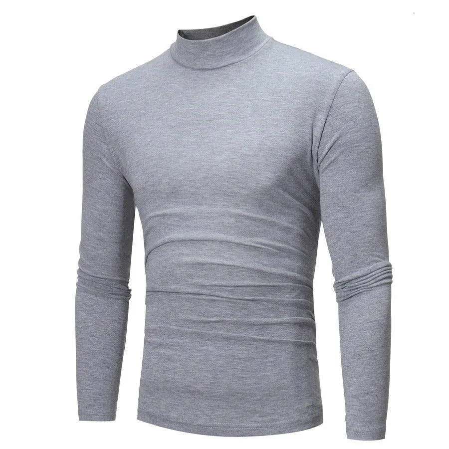 High Collar Men's Slim Long Sleeved T-Shirt