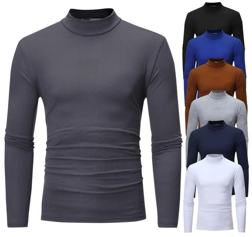 High Collar Men's Slim Long Sleeved T-Shirt