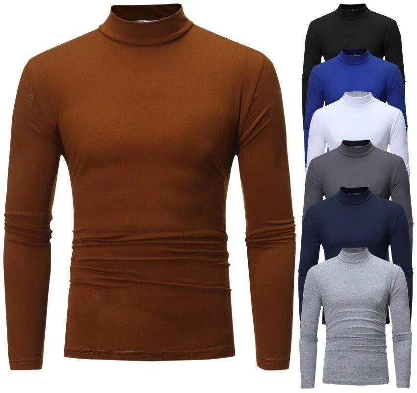 High Collar Men's Slim Long Sleeved T-Shirt