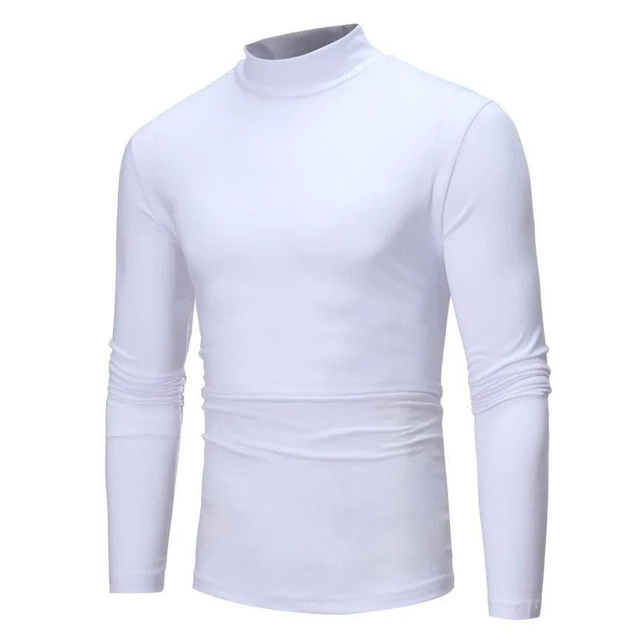 High Collar Men's Slim Long Sleeved T-Shirt