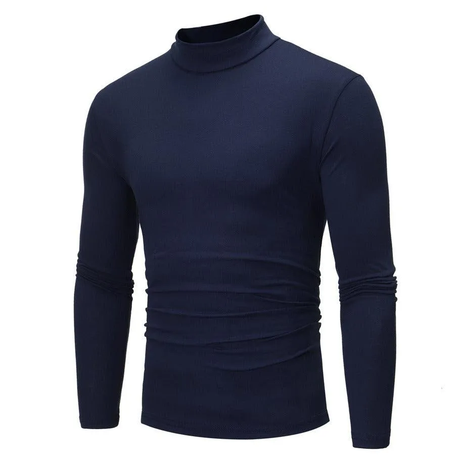 High Collar Men's Slim Long Sleeved T-Shirt