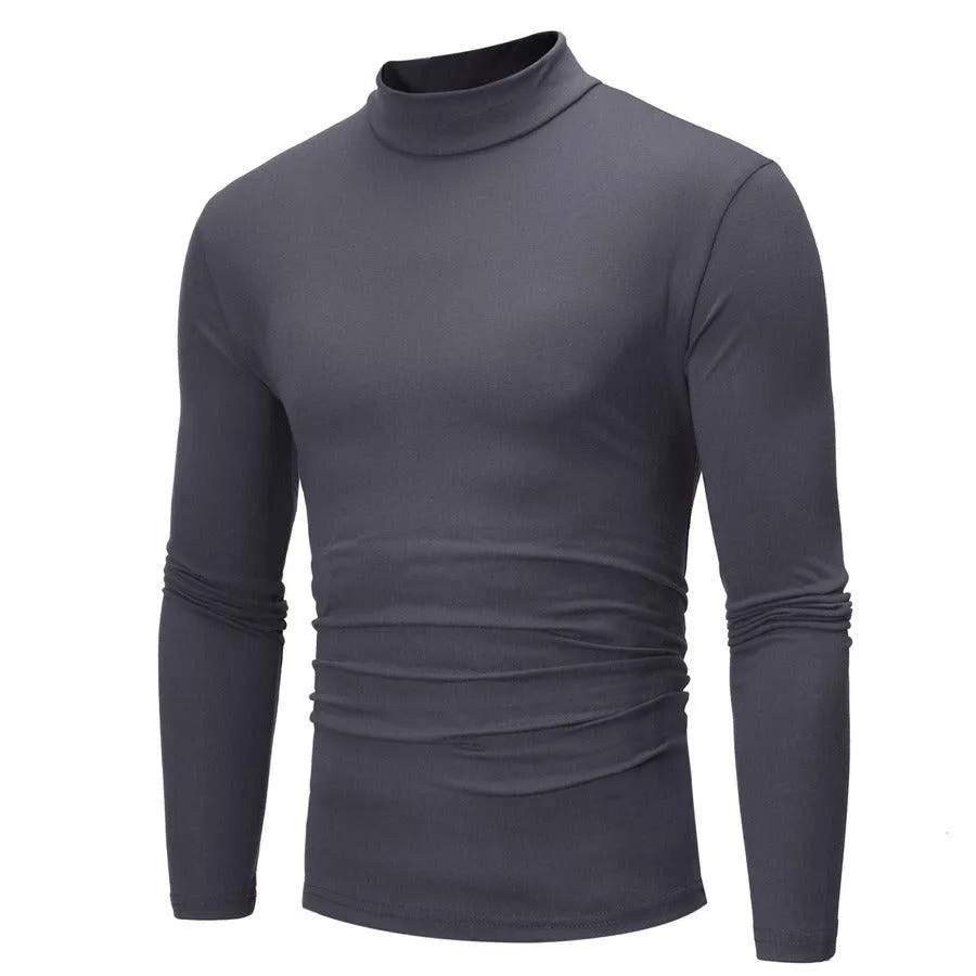High Collar Men's Slim Long Sleeved T-Shirt