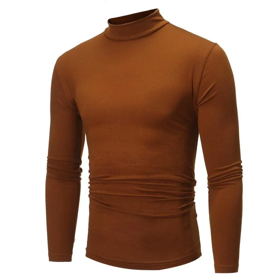 High Collar Men's Slim Long Sleeved T-Shirt