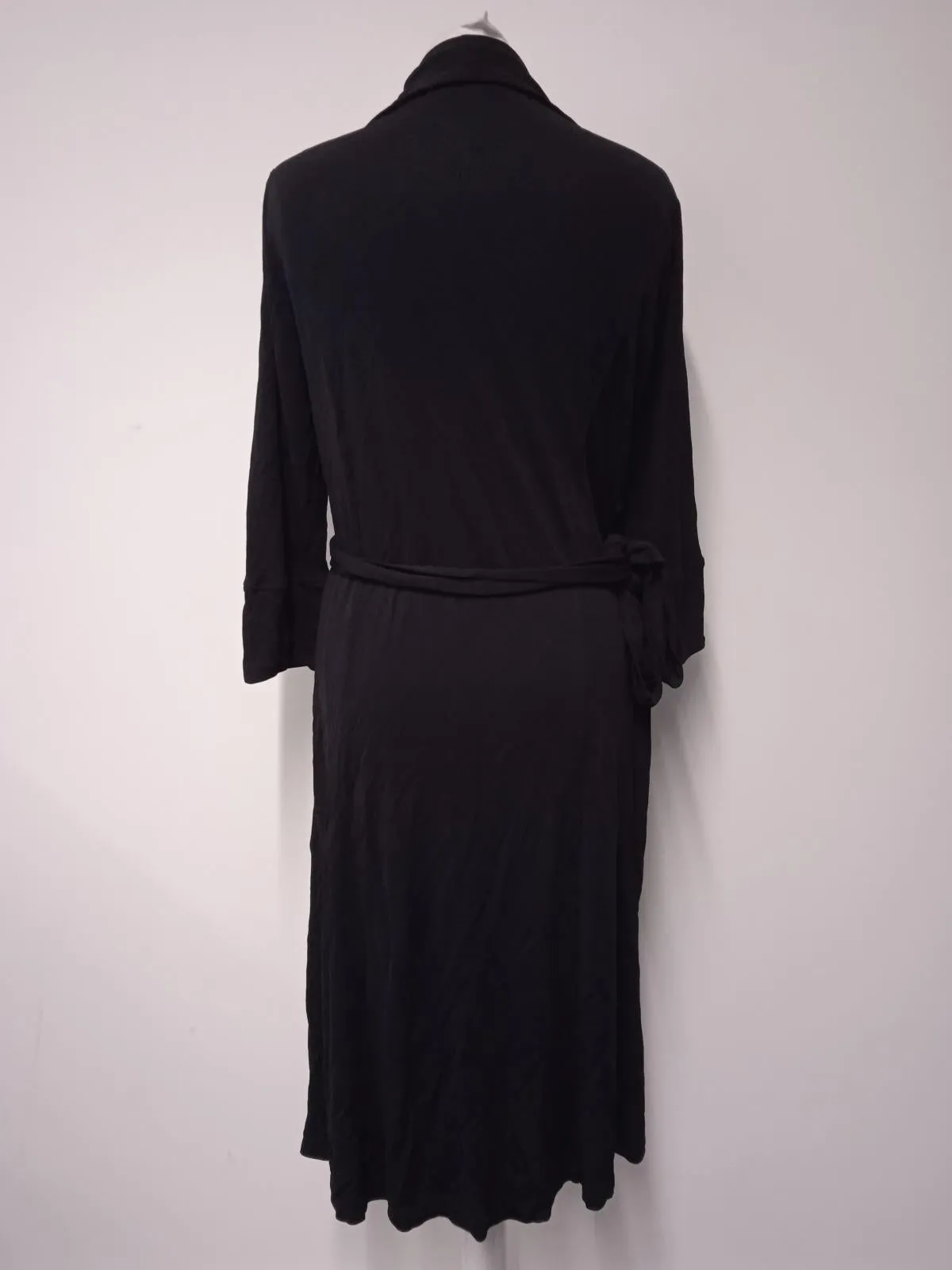 HOBBS Ladies Black Collared Half Sleeve Tie-Waist Midi Wrap Dress Size UK10