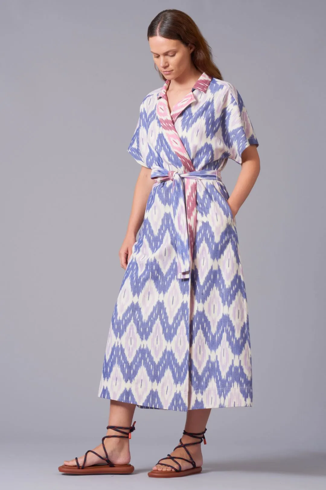 Ikat Weave Wrap Dress