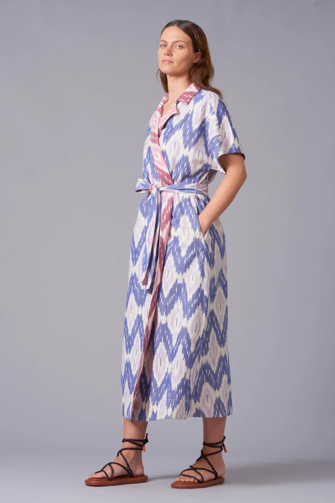 Ikat Weave Wrap Dress