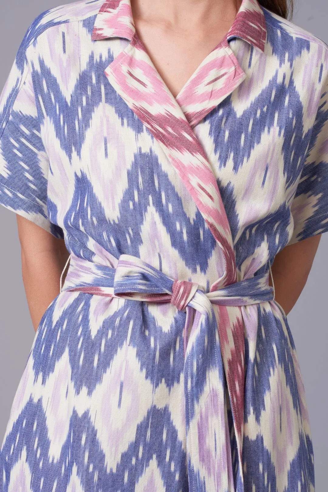Ikat Weave Wrap Dress