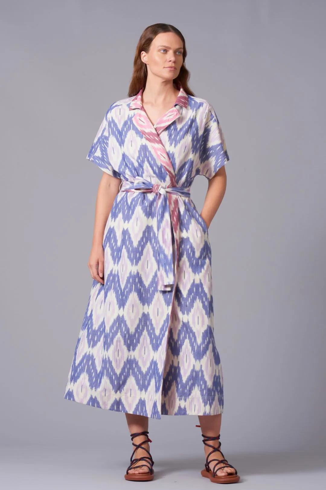 Ikat Weave Wrap Dress