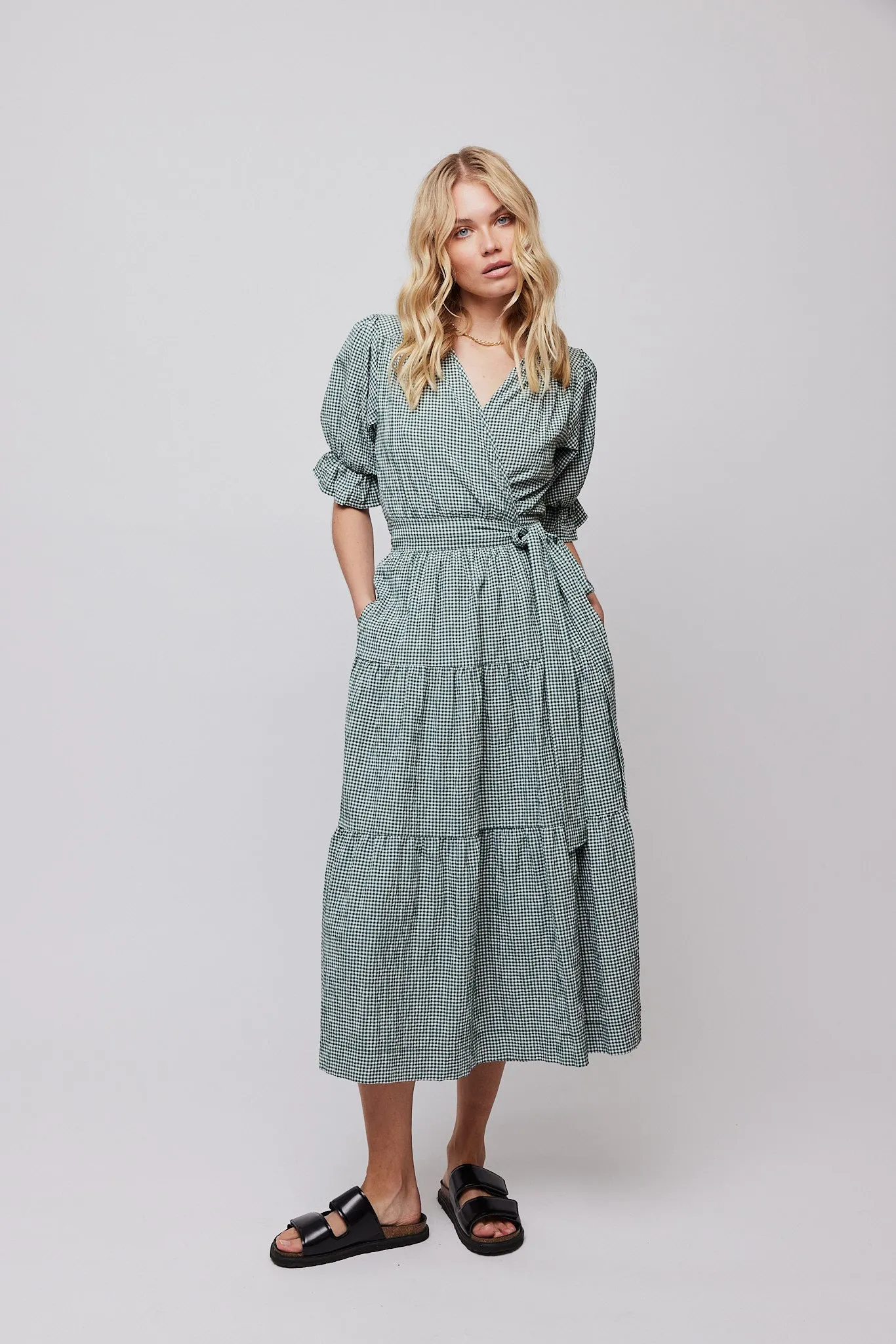 Indiana Midi Wrap Dress - Sycamore White