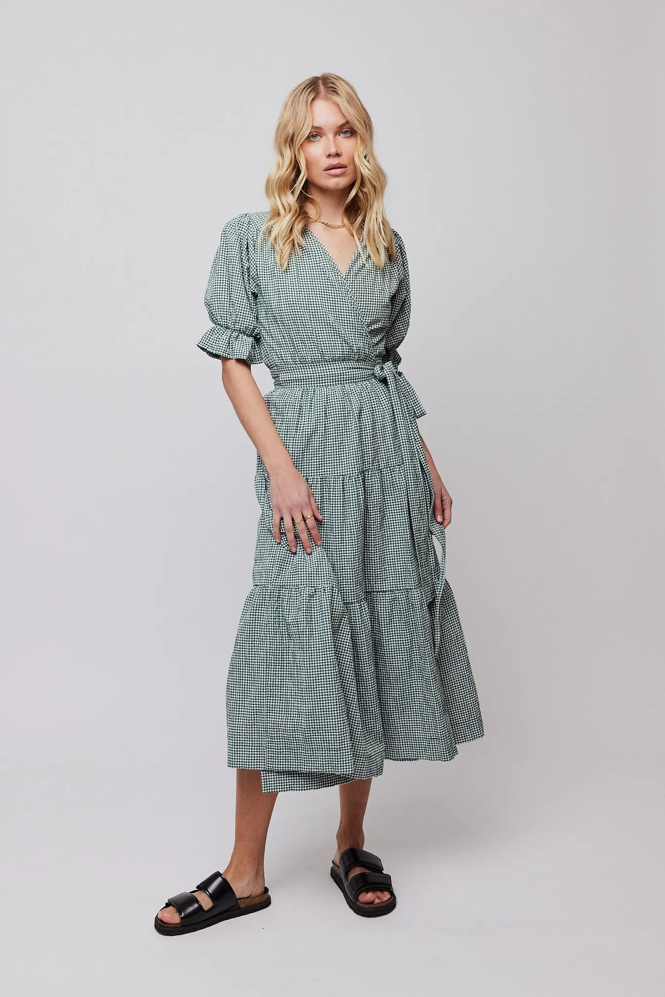 Indiana Midi Wrap Dress - Sycamore White