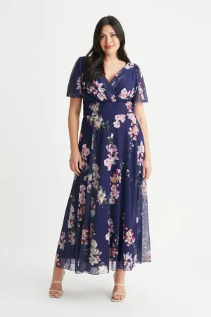 Isabelle Float Sleeve Maxi Dress in Navy Floral