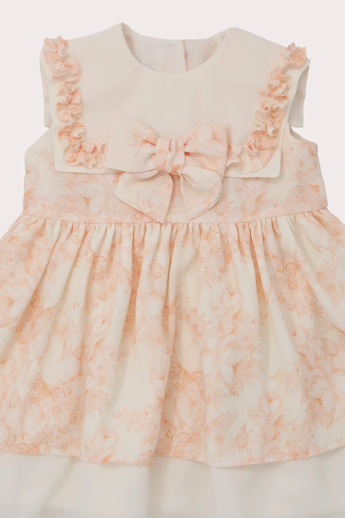 Ivory & Peach Chiffon Girls Dress (2Y - 7Y)