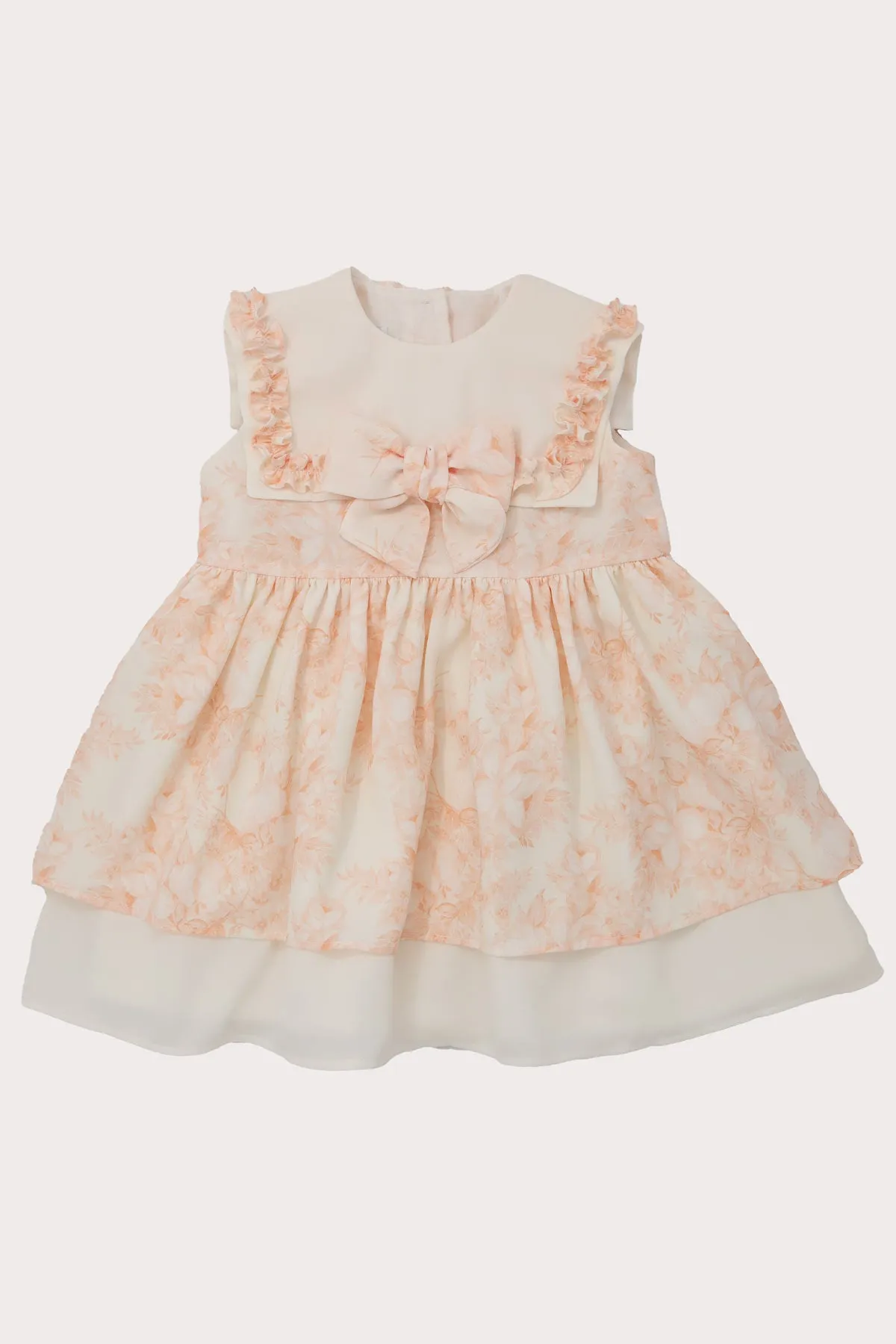 Ivory & Peach Chiffon Girls Dress (2Y - 7Y)