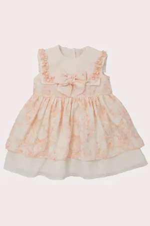 Ivory & Peach Chiffon Girls Dress (2Y - 7Y)