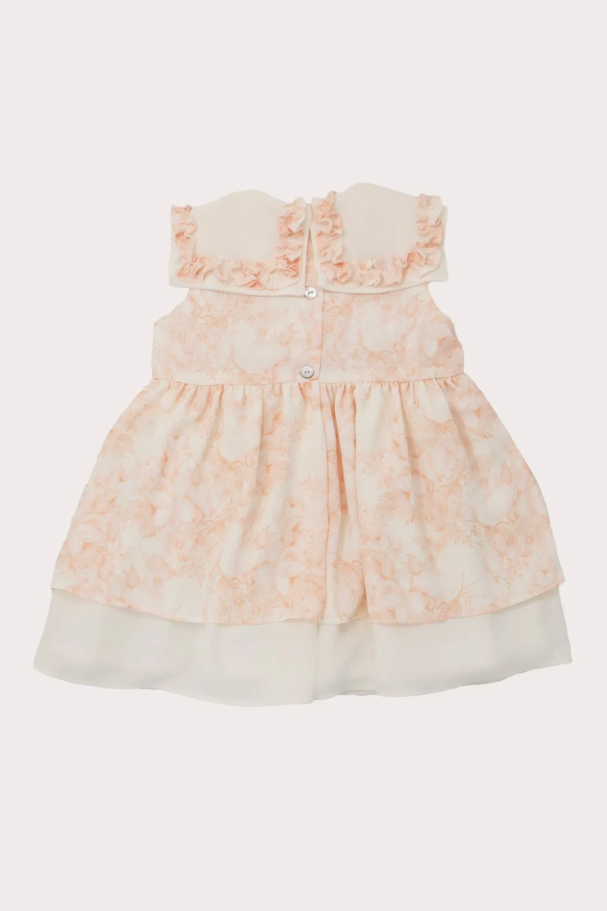 Ivory & Peach Chiffon Girls Dress (2Y - 7Y)