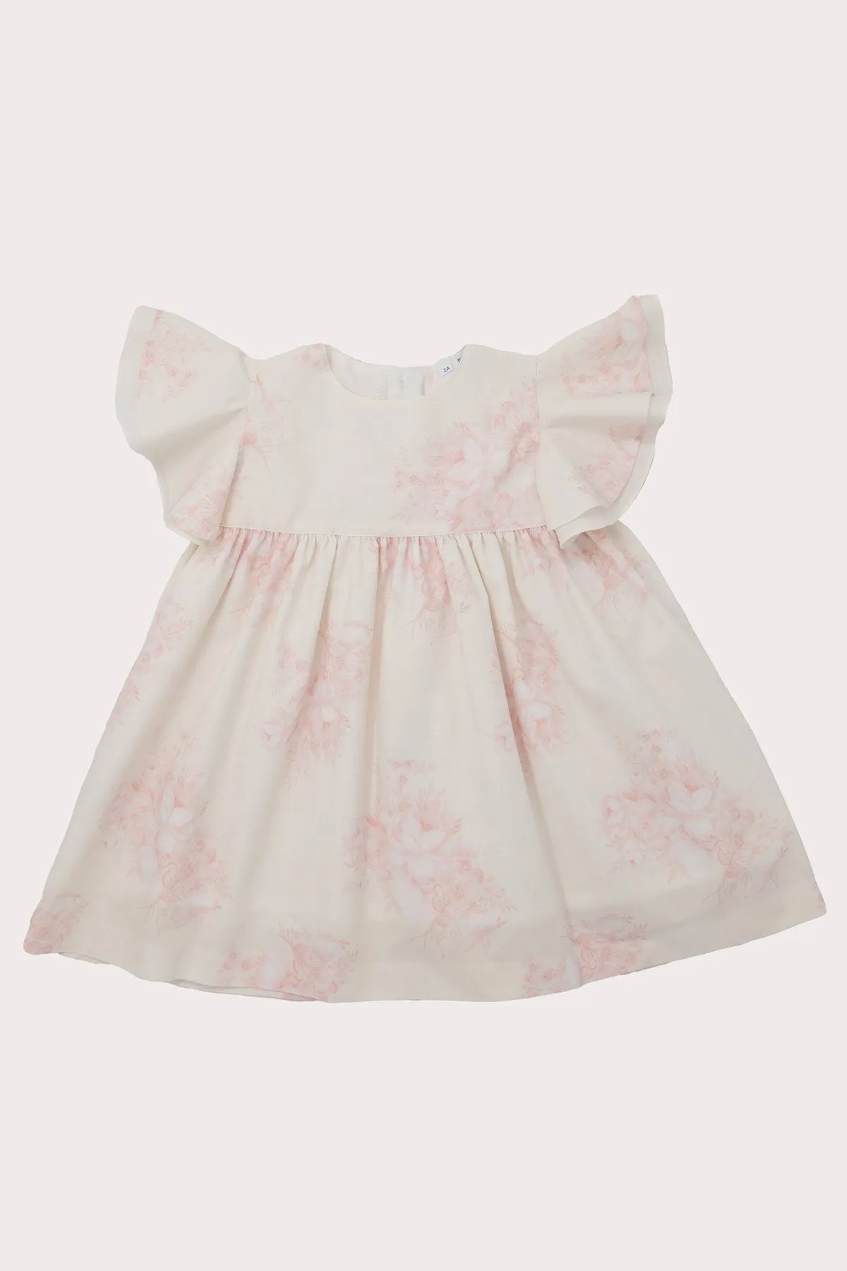 Ivory & Pink Floral Girls Dress (2Y - 7Y)