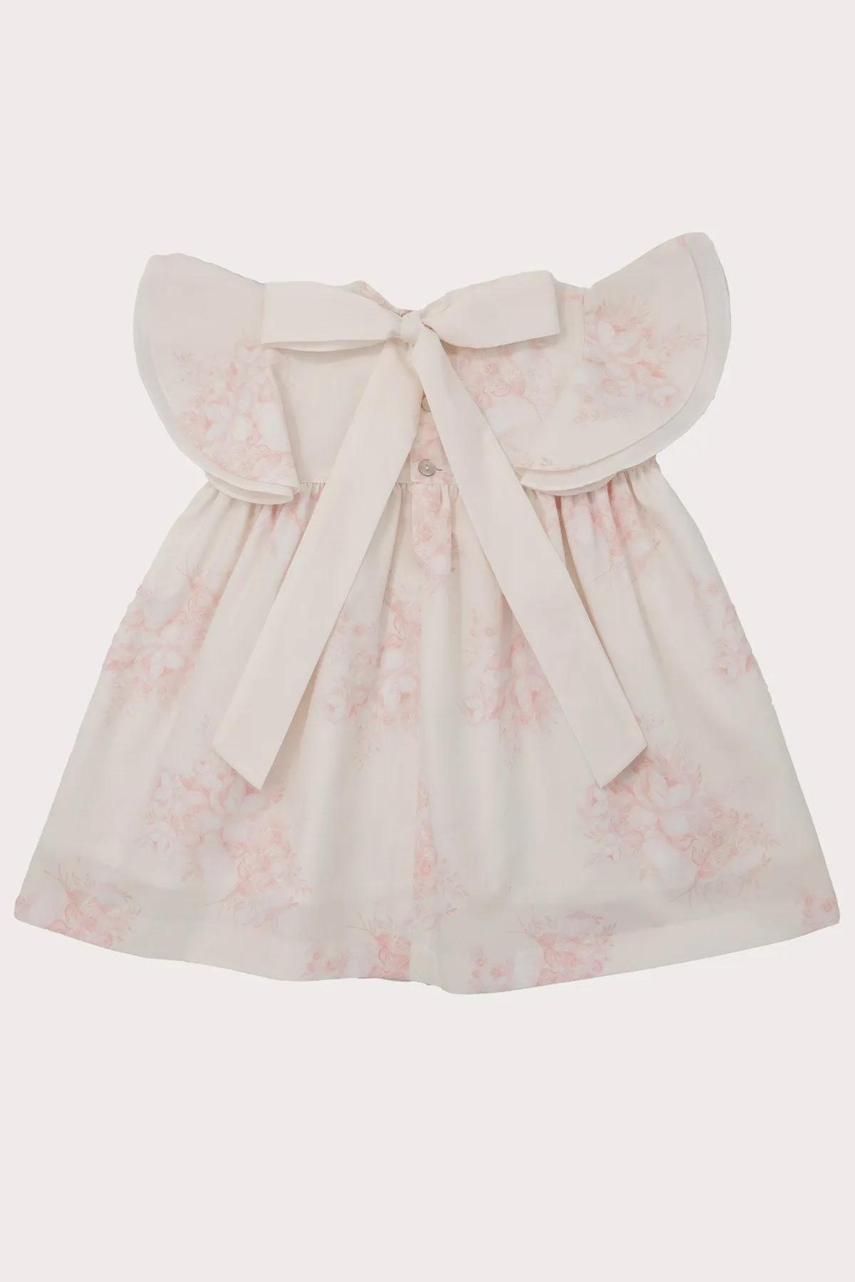 Ivory & Pink Floral Girls Dress (2Y - 7Y)