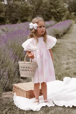 Ivory & Pink Floral Girls Dress (2Y - 7Y)