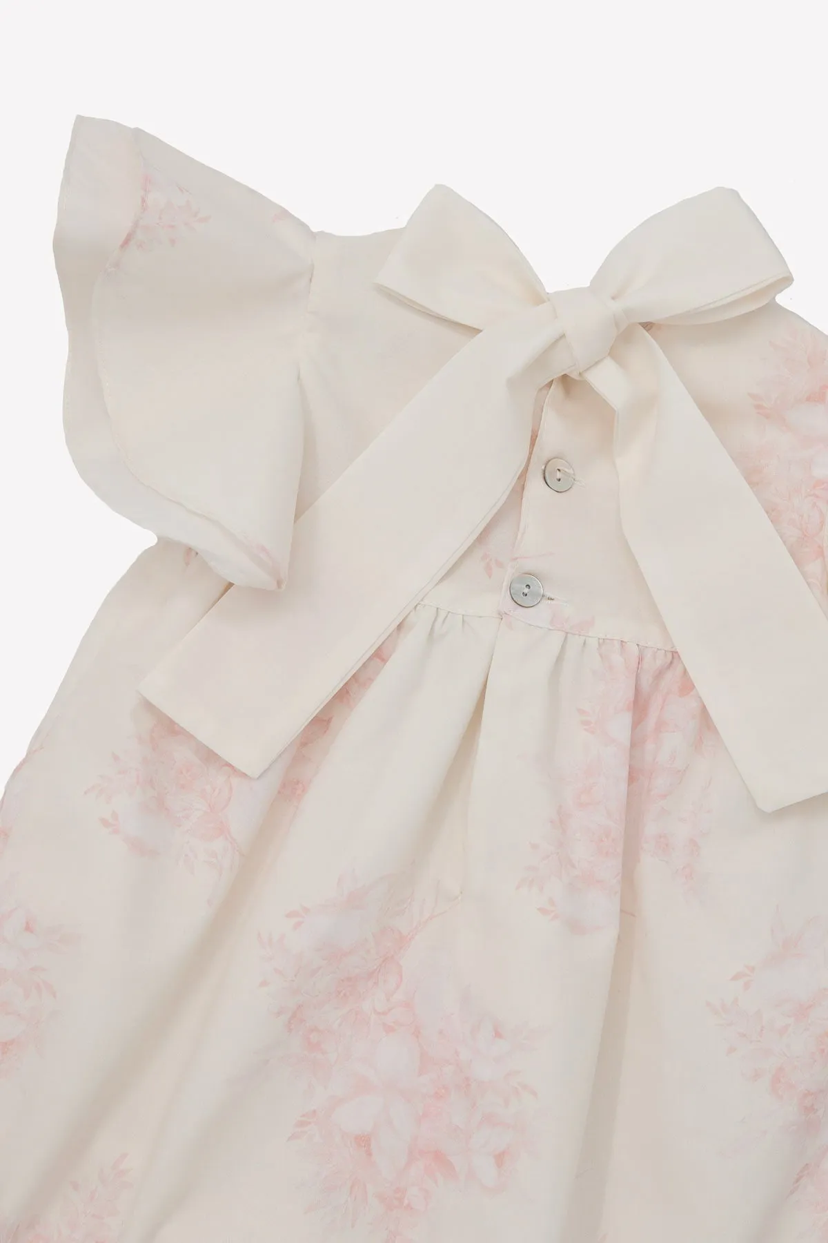 Ivory & Pink Floral Girls Dress (2Y - 7Y)