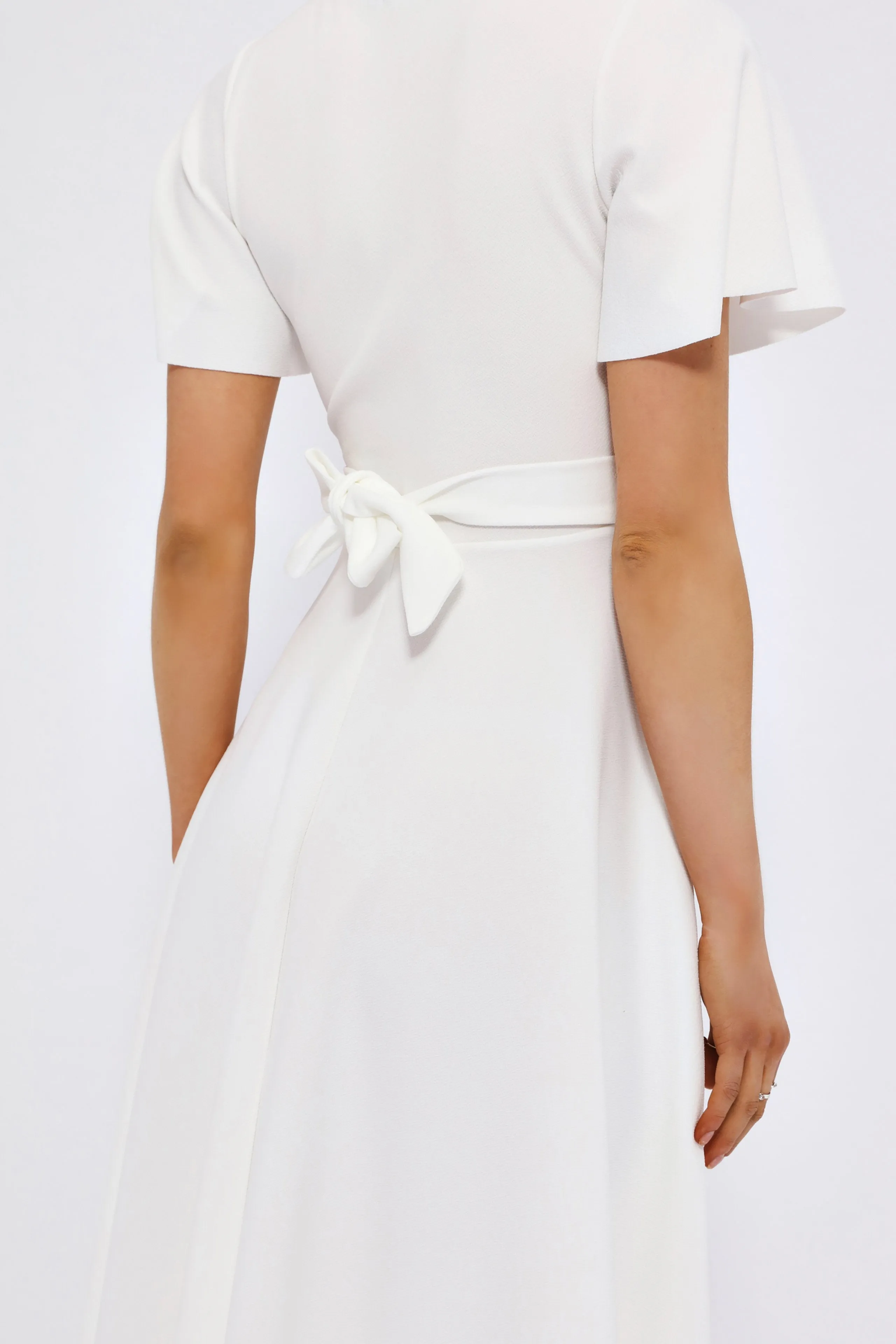 Ivory Waterfall Hem Skater Dress