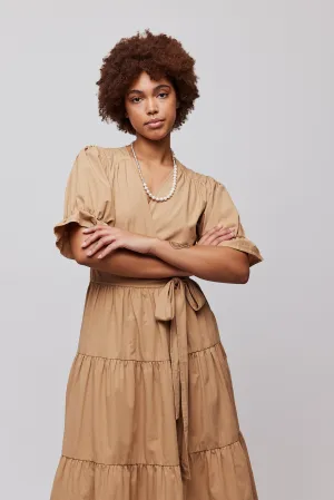 Jamie Midi Wrap Dress - Brown