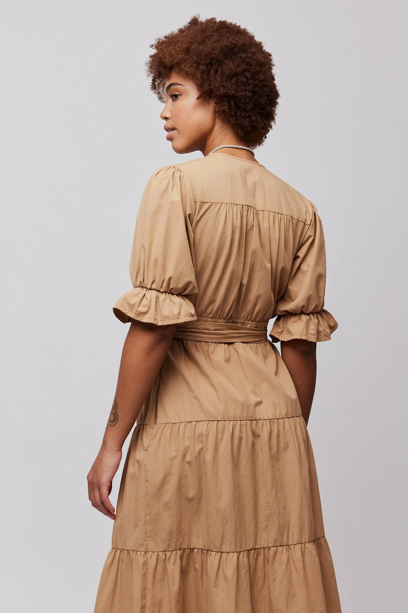 Jamie Midi Wrap Dress - Brown