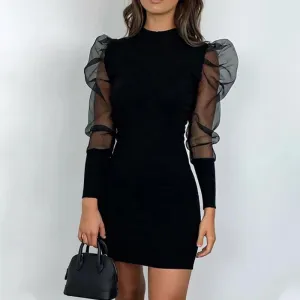 Jasmine – Elegant Long-Sleeved Wrap Dress with Bubble Sleeves