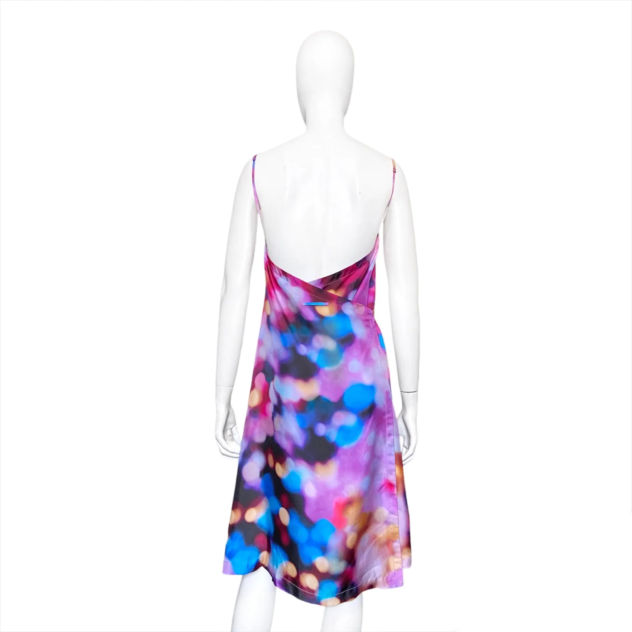 Jean paul gaultier backless purple sparkle lingerie silk wrap dress 38