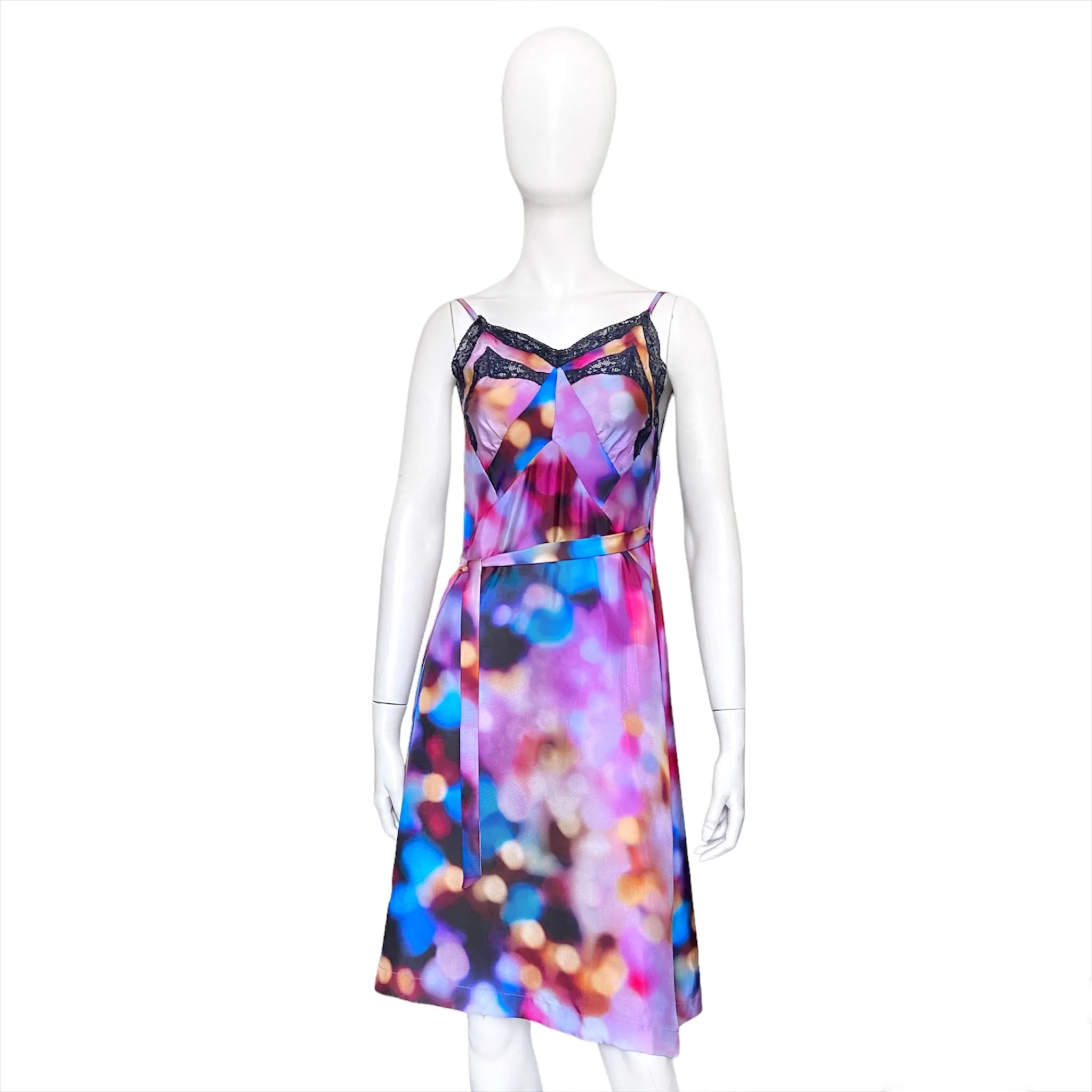 Jean paul gaultier backless purple sparkle lingerie silk wrap dress 38