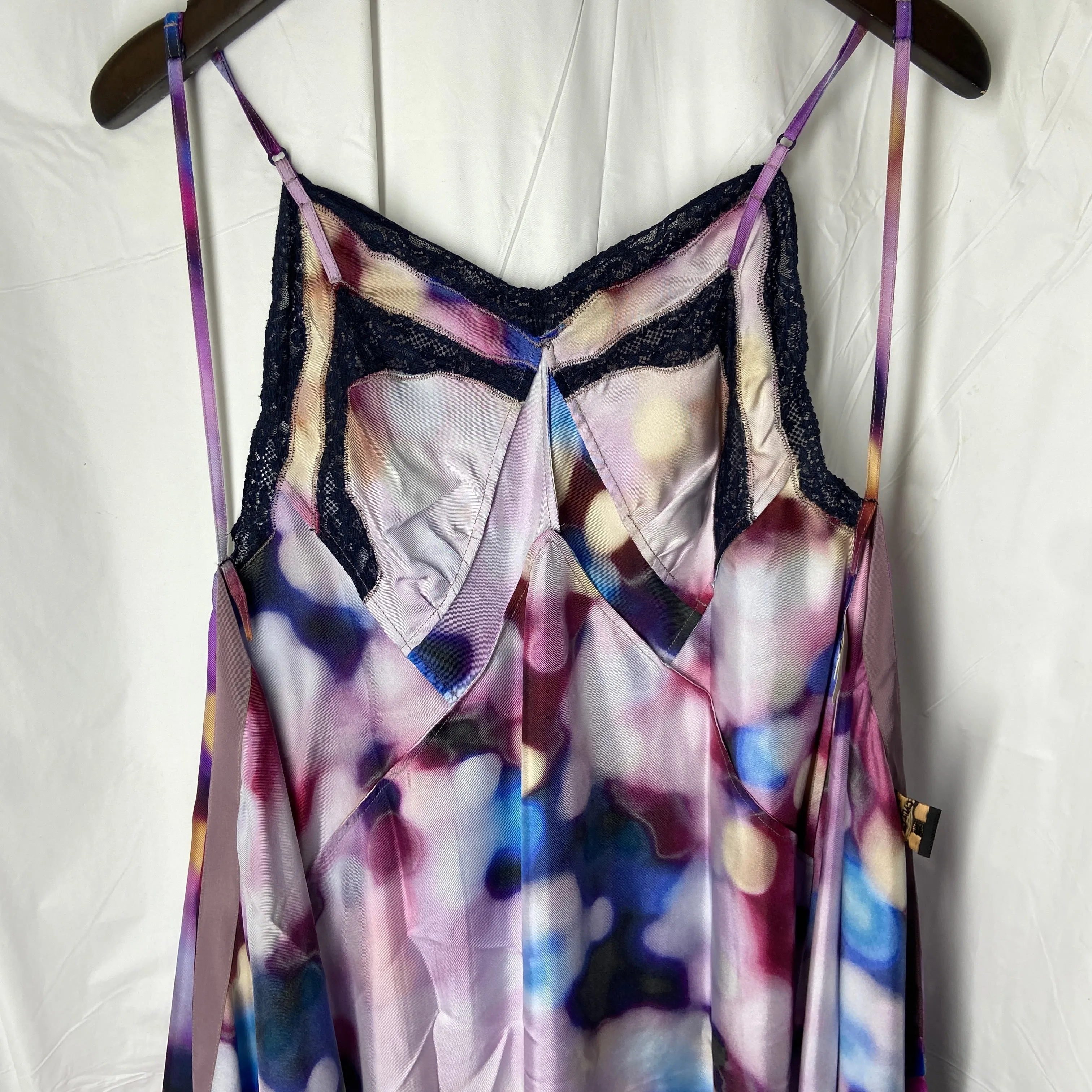 Jean paul gaultier backless purple sparkle lingerie silk wrap dress 38