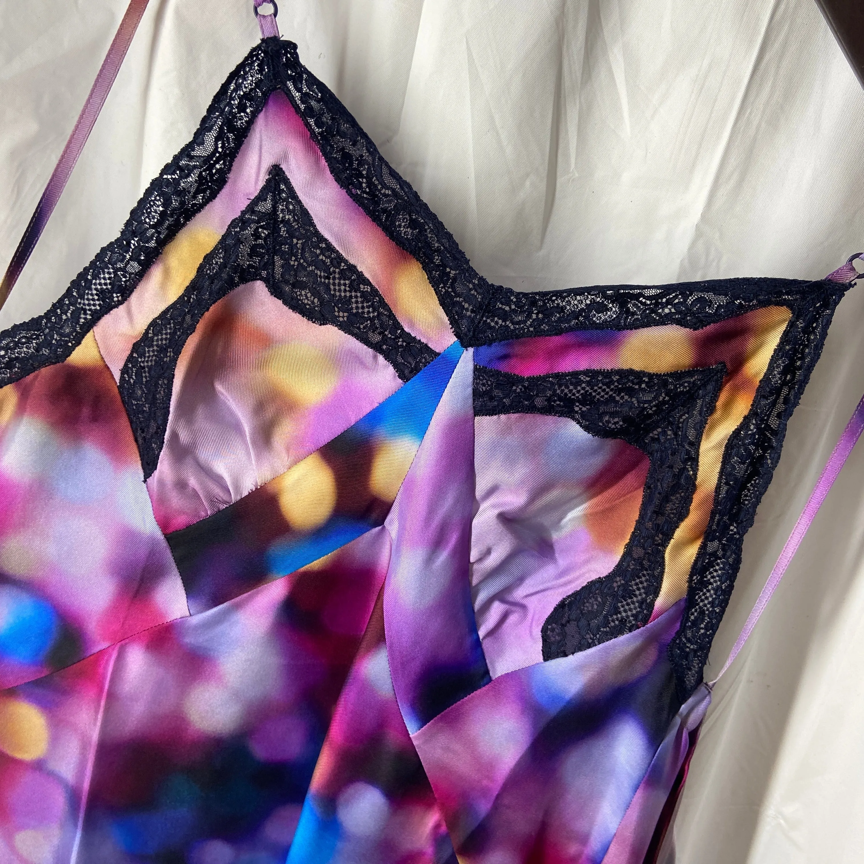 Jean paul gaultier backless purple sparkle lingerie silk wrap dress 38