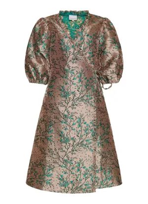 Jessa Wrap Dress - Green Flower Mix